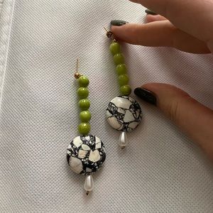 Original terrazzo bead drop earrings